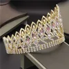 Modna kryształ metalowy Big Crown Tiaras Pink Wedding Crown Hair Bejdia Pageant Diadem Queen King Crown W0104263F