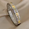 Bangle Dodohao 316L Rostfritt stål Punk Gold Silver Color Zircon Armband för kvinnor Män Vintage Tulip Heart Geometric Bangles smycken