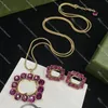 Women Gold Necklace Designer Chic Letter Stud Brand Crystal Pendant Necklace Engagement Gift