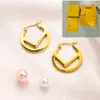 Earrings Boutique Designer Letter Hoop Earrings Gold Plated Luxury Gift Earrings with Box New Women's High Quality Jewelry Simple Young Trendy Style Earrings