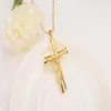 Mężczyźni drobne, solidne złoto wykończenie krzyżowe Naszyjniki całe krucyfiks kobiet biżuteria moda Jezus Dekoracja sukienka 287k