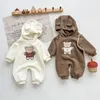 Strampler Winter-Baby-Overall, niedlicher Bär, warm und dick, langärmelig, für Jungen und Mädchen, 024 Monate alt, 231211