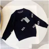 Cardigan Kids Sweater Cardigan Winter Warm Boy Girls Knitted Sweatshirts Baby Hoodies Fashion Letter Hooded Sweaters 2 Styles Size 90- Dhi9Q