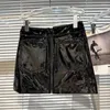 Skirts Women's Sexy Silver Gold Mini Metallic Skirt With Pockets Zip Up Short Black Leather