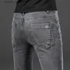 Мужские джинсы Новая мужская уличная одежда Винтажные серые облегающие джинсы Брюки Мужской простой стиль Хлопок Высокое качество Повседневные прямые джинсовые брюки Q231213