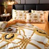 Ensemble de literie design de luxe queen size doré 4pcs hiver épais velours housse de couette drap de lit avec 2 taies d'oreiller palais mode queen size couettes ensembles couvertures