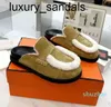 Designer Go Mules Sandals Mueller Slippers Suede Taupe Top Quality Go Slipper Wool Women Leather Suede Men Classic Half Slide Luxury Closed Toe Warm Slides Platfor