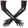 Fingerlösa handskar unisex latex gummi svart gjuten axel längd unisex lång fetisch l2210202728