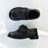 Sneakers Children's Kids Dress Barock Cowhide Shoes for Boys Girls äkta läderskola Show Flats Classic British Winter Matte Black 231212