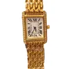 Luksusowe kobiety Watch Designer Modna kwarc Square ogląda jego i jej zegarek Vintage Tank Watches Diamond Gold Platinum Rectangle Watch Prezenty ze stali nierdzewnej