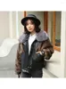 Frauen Leder Mantel 2023 Winter Imitation Pelz Kragen Koreanischen Stil Lose Nerz Frau Kleidung