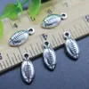 100 stuks mini rugby voetbal legering bedels hanger retro sieraden maken DIY sleutelhanger oude zilveren hanger voor armband oorbellen 15 291C