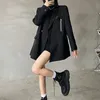Femmes Costumes Blazers Vintage Streetwear Manteau Harajuku Punk Gothique Chaîne Vestes Noires Femme Coréenne Mode Lâche Costume Vêtements D'extérieur 231212