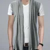 Herrjackor män tål trendig ren färg öppen söm Cardigan Vest Spring Autumn Jacket Pleated Streetwear