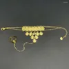 Ensemble de collier et boucles d'oreilles en forme de pièce d'or arabe, disque de voiture, fleur, fil à main réglable, deux pièces, Bracelet, bague, bijoux pour femmes