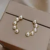 Stud Earrings MeiBaPJ 3-4mm Natural Semiround Pearl Fashion 925 Silver Fine Wedding Jewelry For Women