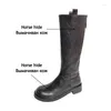 Высокие сапоги Heihaian, осень/зима 2023, кожаные ботинки на молнии в винтажном стиле, Commuter Knight для женщин