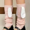 Chaussettes tricotées Harajuku Lolita pour femmes, bottes longues à oreilles Kawaii, couvre-poignets de chaussures, bas chauds