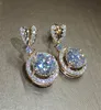 Strik 18K Rose Gold Diamond Dangle Earring Origineel 925 sterling zilveren sieraden Feest Bruiloft Druppel Oorbellen voor Vrouwen Bruids6328679