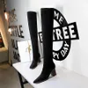 Boots BIGTREE Shoes Women Slimming Long Boots Sexy Over-the-knee Boots Suede High-Heeled Boots Wood Grain Heel Autumn Winter Boots 231212
