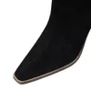Сапоги BIGTREE Shoes Женские длинные сапоги для похудения Сексуальные сапоги выше колена Замшевые сапоги на высоком каблуке Осенне-зимние сапоги на каблуке с текстурой древесины 231212