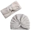 Accessoires pour cheveux, vente en gros, 2 pièces/ensemble, chapeau en laine chaud pour bébé et enfant, bandeau Simple, couvre-chef pour fille