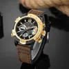 Reloj Hombre GOLDENHOUR hommes montre automatique Sport numérique étanche mâle horloge cuir armée homme montre Relogio Masculino242E