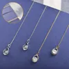 Dangle Oorbellen Dames Zinklegering Zilver Kleur Hanger Lange Oorlijn Drop Europa Oorbel Sieraden