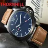 Subdials arbetar Sport Military Moon Phase Week Day Watches 50mm High Quality Leather Classic Style Auto Date Quartz Men mode cas3136