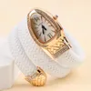 ساعة معصم الشخصية الإبداعية سعي الأفعى امرأة أنيقة الكوارتز سوار سوار الماس Wristwatch Montre Femme