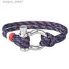 Braccialetti con ciondoli Nuovi gioielli di moda corda sportiva color blu scuro Bracciale in corda Milano uomo e donna fibbia con gancio e anello in metalloL231214