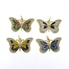 ペンダントネックレス2023かわいいピンクの蝶の色エナメル昆虫動物ジルコンゴールドメッキネックレスアクセサリー女性ファッションジュエリー