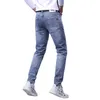 Jeans masculinos designer jeans azul para homens 2023 primavera / verão novas calças de luxo leve produtos europeus mostram alta aparência fina casual slim fit estilo 1DV2