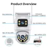 8MP 4K WIFI Macchina Fotografica Esterna Dual Lens Doppio Schermo di Visione Notturna Video Wifi Telecamere di Sorveglianza PTZ CCTV di Sicurezza CAM ICSEE APP A29