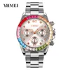 Women's fashion rhinestone set six-pin waterproof calendar fashion steel band quartz watch