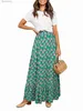 Skirts WNGECAT Women Floral A-Line Ruffle Swing Long Skirt High Waist Tiered Flowy Beach Bohemian Boho Maxi Skirt (Blue S)L231212