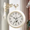 Orologi da parete Decorazioni per la casa Orologio Soggiorno Elegante Arte Rotondo Classico Regalo Mani Ganci Numero Moderno Wandklok bianco