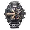 Montres-bracelets Montres pour hommes Top Marque OULM 3548 Luxe 5 5CM Big Face Montre en acier inoxydable de haute qualité Noir Relogio Masculino Mar244J