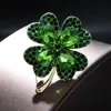 Pins Brooches CINDY XIANG Rhinestone Clover Brooches For Women Green And Red Color Pin Peace And Health Plant Jewelry 231211