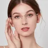 Güneş Gözlüğü Çerçeveleri Kadın Titanyum Gözlükler Tasarım Gözlükler Çerçeve Miyopi Okuma Rimless 6 g Ultra Hafif Ağırlık