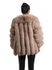 Женское пальто из искусственного меха QIUCHEN PJ8128, женское зимнее пальто с натуральным мехом, модная куртка для девочек с большим длинным рукавом 231211