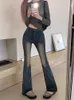 Jeans pour femmes Sexy taille basse maigre évasé femmes mode coréenne mince cloche bas jean pantalon broderie élastique streetwear denim pantalon