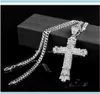 Colliers Pendentifs Jewelrysier Hip Hop Charme Plein Ice Out Cz Diamants Simulés Catholique Crucifix Christian Pendentif Collier Avec Lo2845375