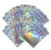 Iridescent Zip lock PackagingBags Pouches Cosmetic Plastic Laser Iridescent Bags Holographic Resealable Makeup Bags Hologram Flat Zipper Bags