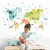 Wall Stickers Cartoon Animal World Map Nursery Sticker Peel and Stick Vinyl Removable Decal Mural Kids Bedroom Playroom Home Decor 231212