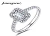 Pansysen Emerald Cut 925 Sterling Silver Simulated Moissanite Ring Wedding Engagement Zircon Rings for Women hela smycken Y062224737