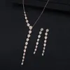 Earrings & Necklace Luxury Long Leaf Pendant Cubic Zirconia Wedding Jewellery Sets For Women Water Drop African Dubai Brides2pcs J310r