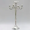 Candle Holders Wholesle Silver Finish Candelabrum 63cm Height 5-arms Candelabra With Flower Bowl/tray In The Center For Weddings Or Events