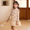 Mädchen Kleider Weihnachten Tanz Mädchen Prinzessin Kleid Herbst Winter 2023 kinder Stil Pailletten Quaste Pelz Weste Mode