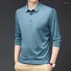 Herren Polos Frühling Herbst Solide Pullover Umlegekragen Knopf Langarm Unterhemd T-Shirt England Stil Casual Formal Tops